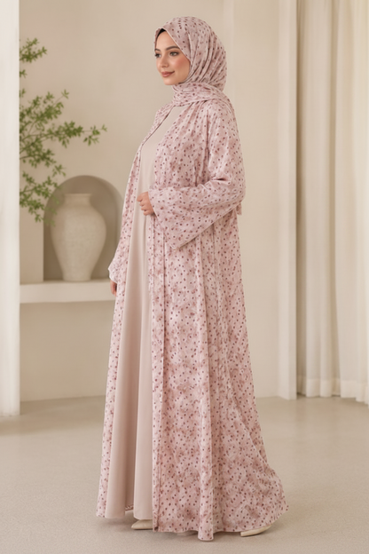 Printed Abaya-Cinnamon Rose