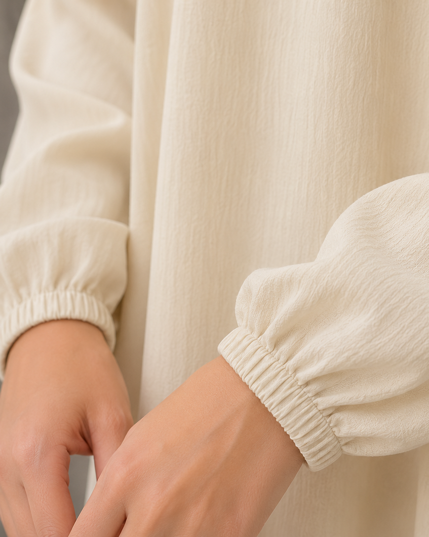 Essential Cotton Abaya- Vanilla Cream