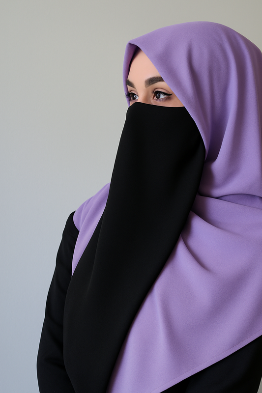 Long Half Niqab-Black