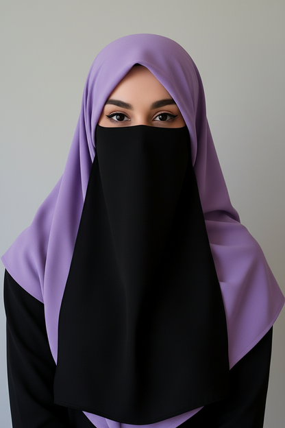 Long Half Niqab-Black