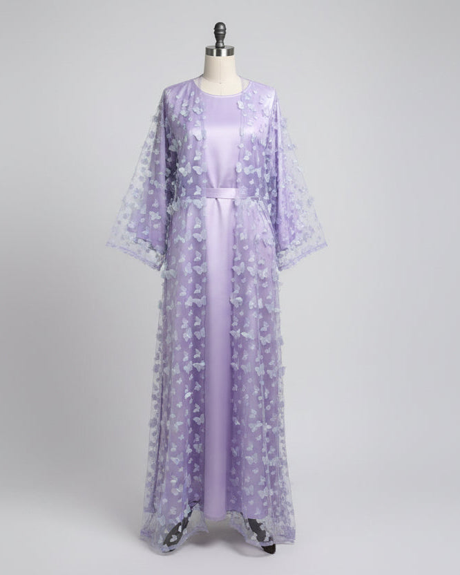 Butterfly Bloom Abaya-Lavender