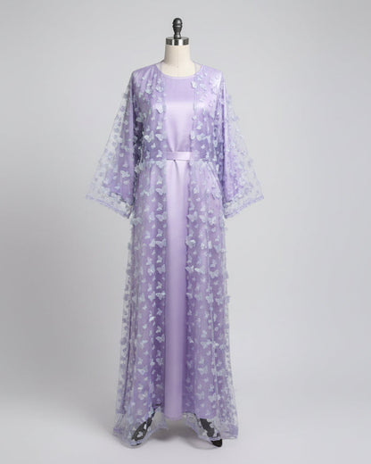 Butterfly Bloom Abaya-Lavender