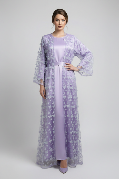 Butterfly Bloom Abaya-Lavender