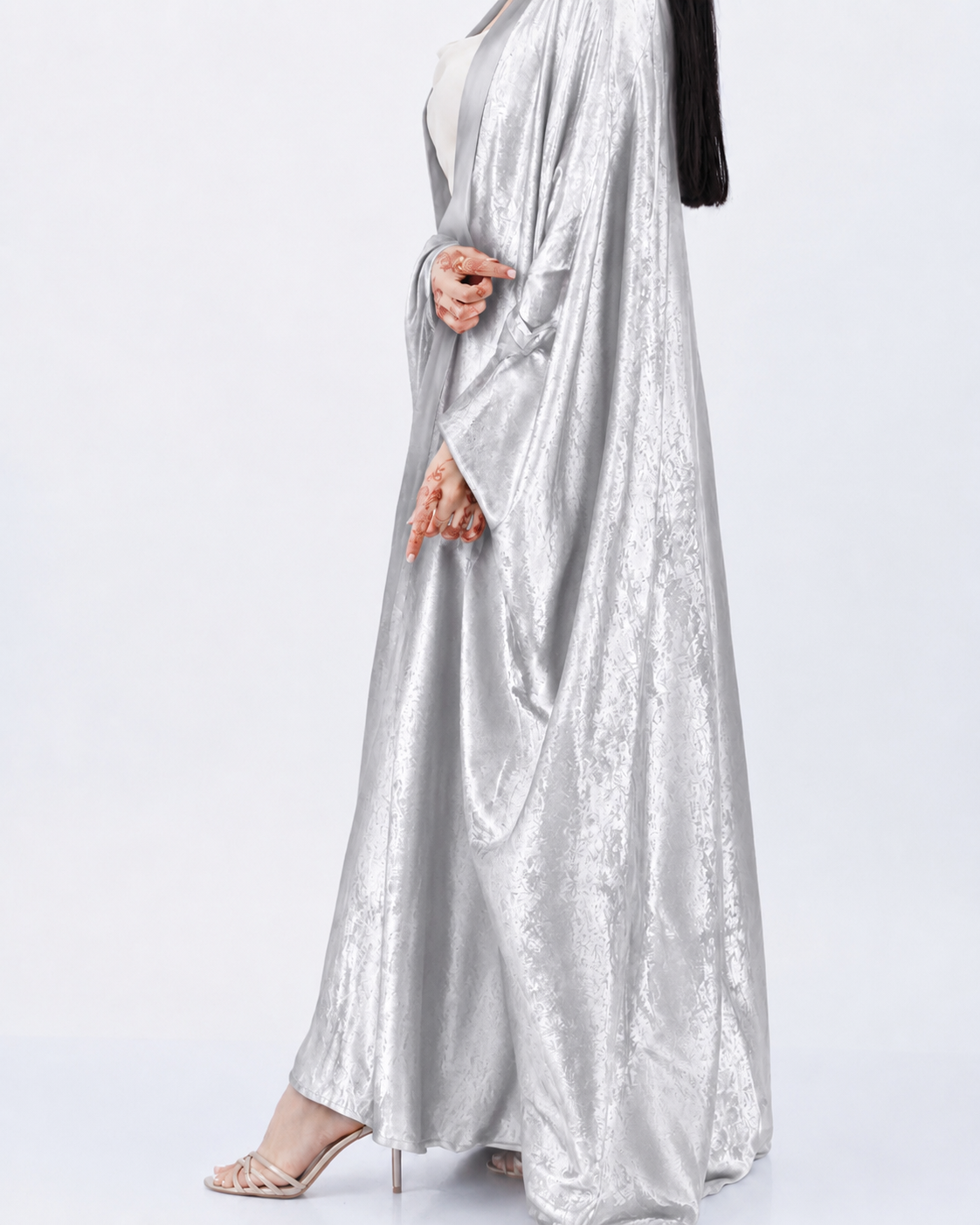 Shimmer Shrug Abaya-Silver