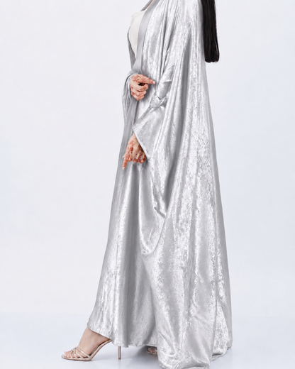 Shimmer Shrug Abaya-Silver