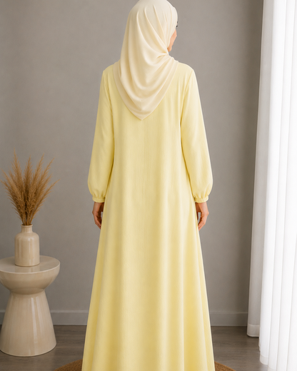 Essential Cotton Abaya- Butter Yellow