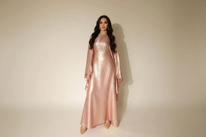 Shiny butterfly abaya-Pink
