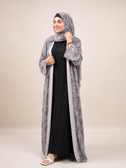 Printed Abaya- Leopard Latte