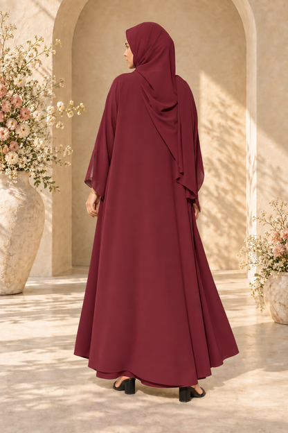 Reversible Abaya- Cherry/beige