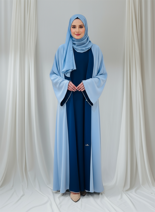 Reversible Abaya- Navy blue/Sky