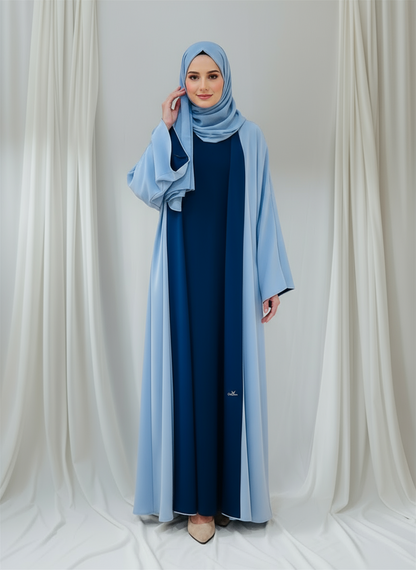 Reversible Abaya- Navy blue/Sky