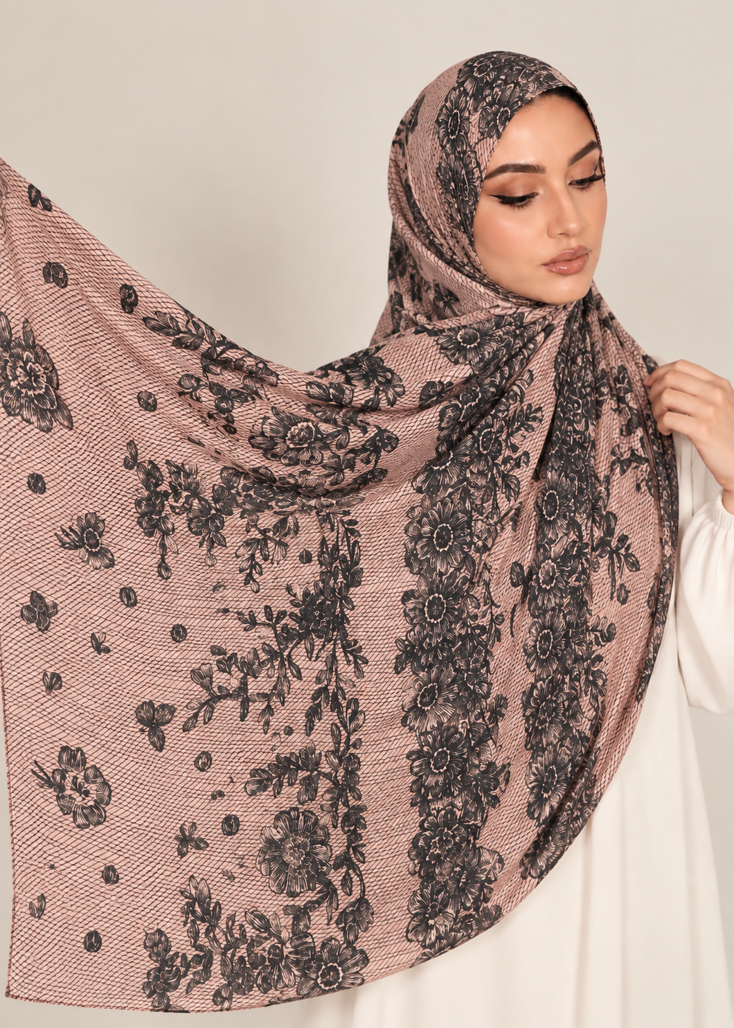 Printed Bamboo Modal Hijab- Wild Rose