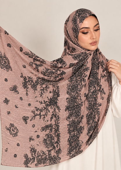 Printed Bamboo Modal Hijab- Wild Rose