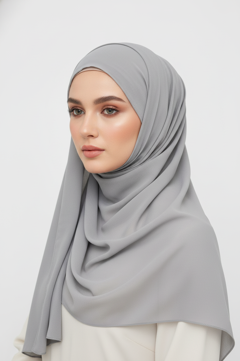 Beautiful Light Gray Classic Chiffon Hijab