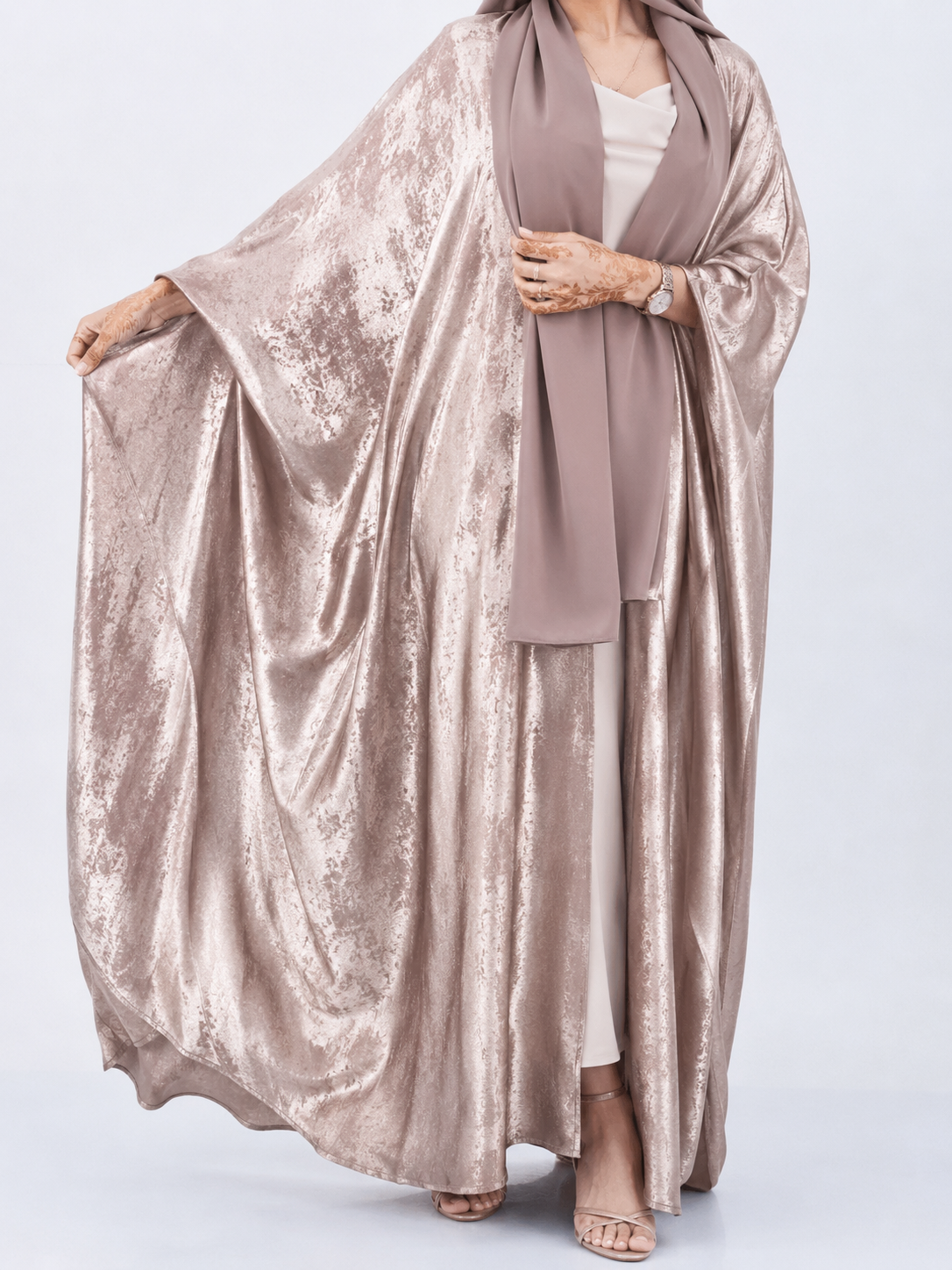Shimmer Shrug Abaya-Rose pink