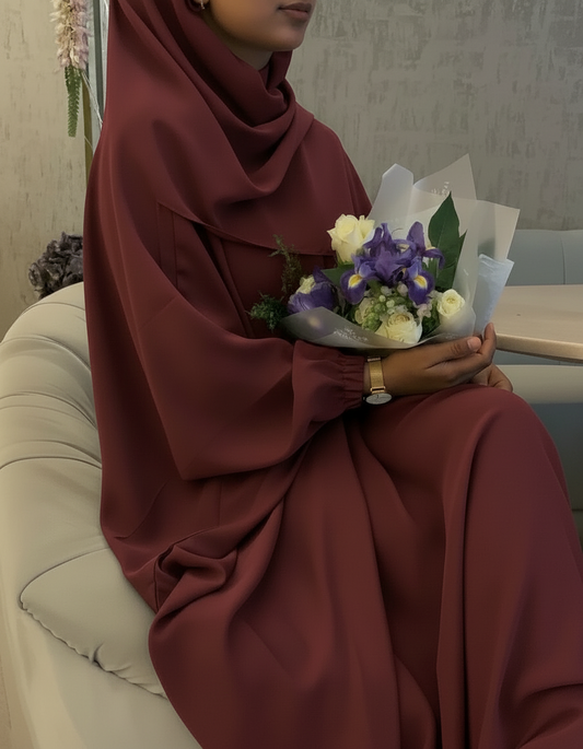 Closed Farasha Abaya-Maroon