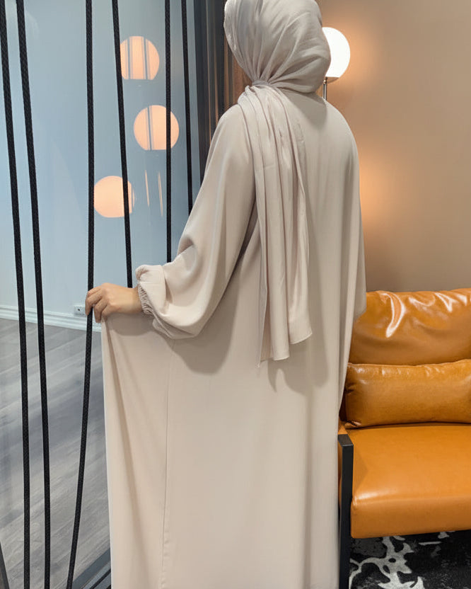 Rose Organza Abaya-Soft Champagne