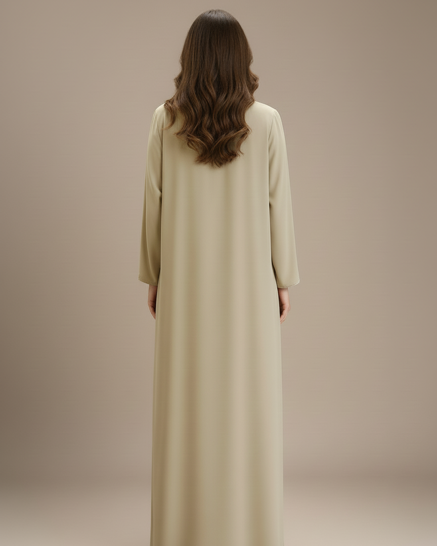 Essential two- Piece Abaya Set-Sand beige