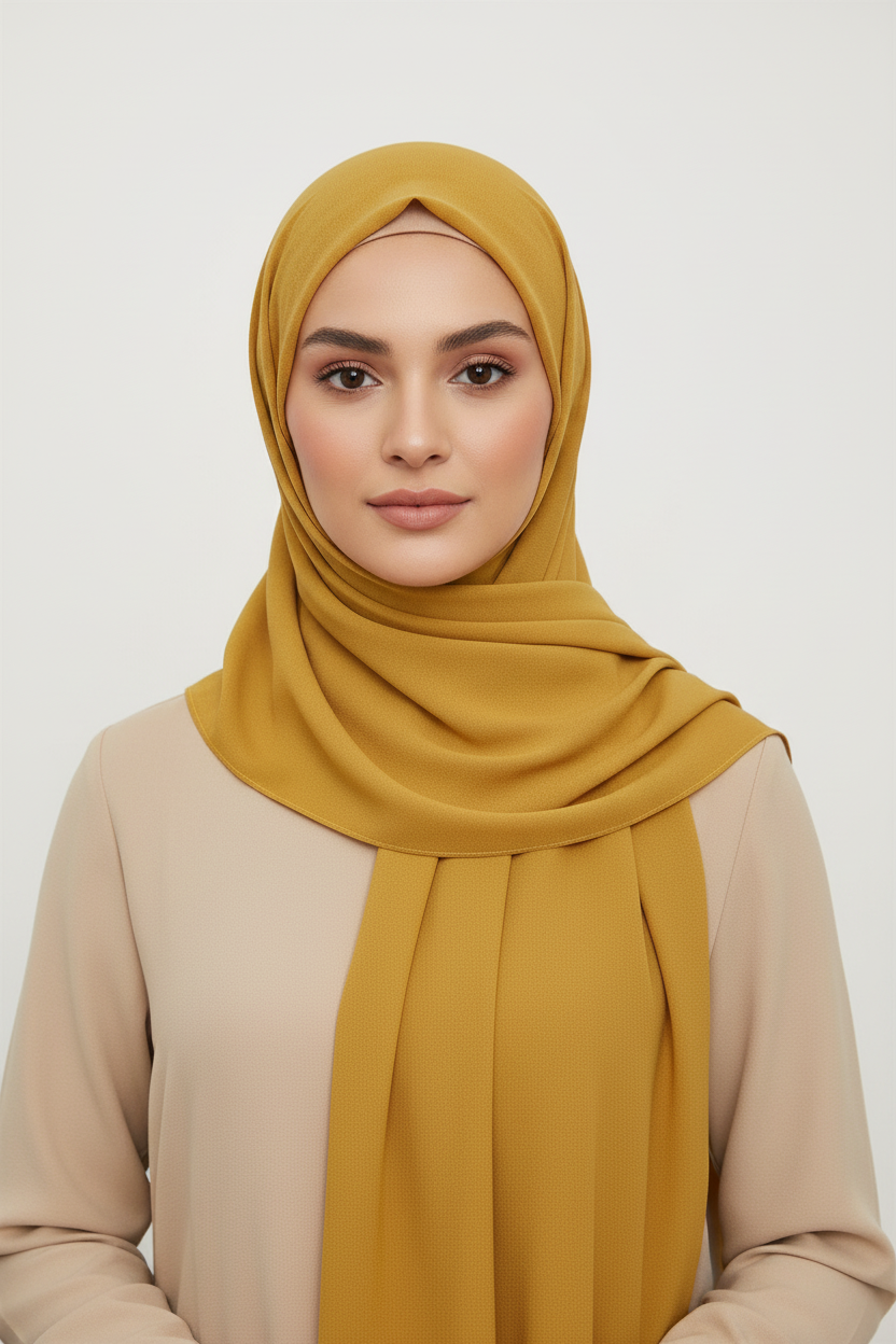 Beautiful Golden Yellow Classic Chiffon Hijab
