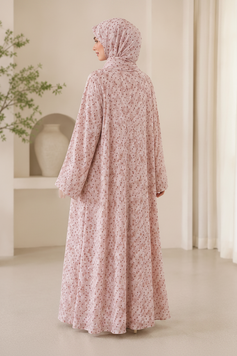 Printed Abaya-Cinnamon Rose