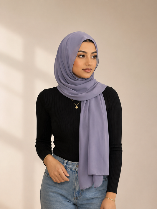 Premium Chiffon Hijab- Mist Lavender