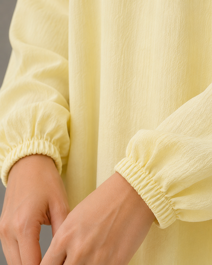 Essential Cotton Abaya- Butter Yellow