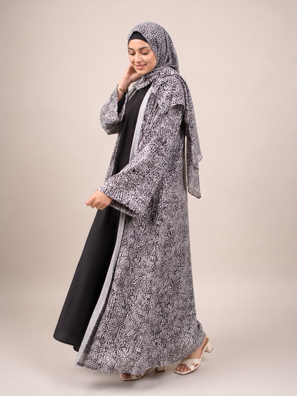 Printed Abaya- Leopard Latte