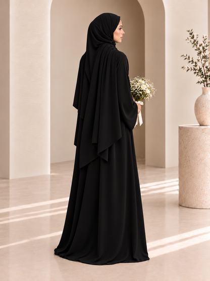 Midnight Embroidered Abaya- Jet Black