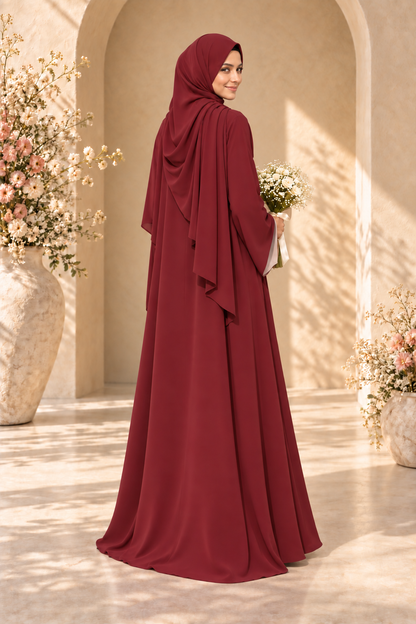 Reversible Abaya- Cherry/beige