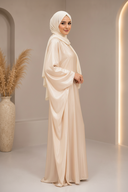 Butterfly Abaya- Vanilla Cream
