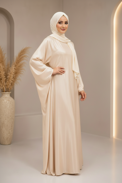 Butterfly Abaya- Vanilla Cream