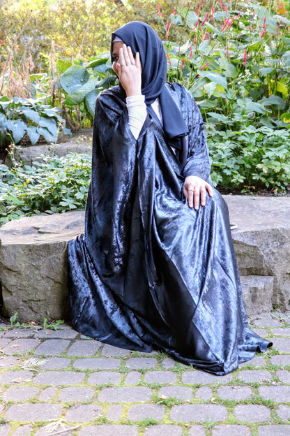 Shimmer shrug Abaya-Navy Blue