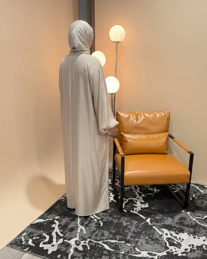 Rose Organza Abaya-Soft Champagne