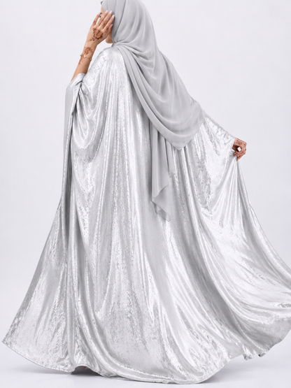 Shimmer Shrug Abaya-Silver