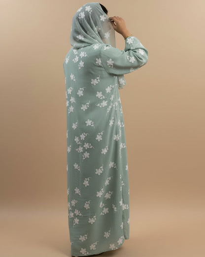 Mint Mist- Embroidery Abaya
