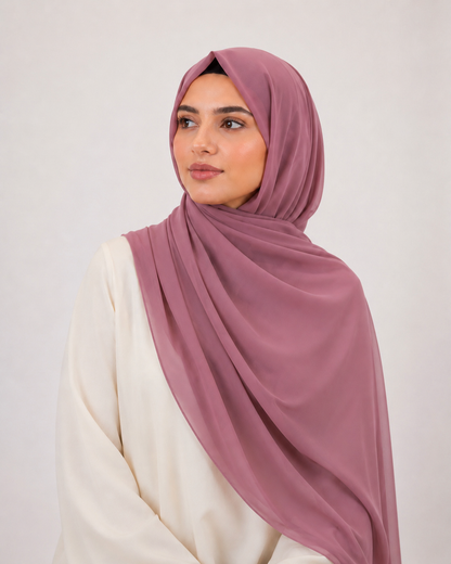 Premium Chiffon Hijab- Dusty Pink