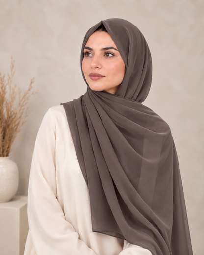 Premium Chiffon Hijab- Chocolate Brown