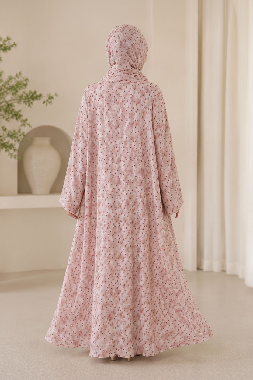 Printed Abaya-Cinnamon Rose