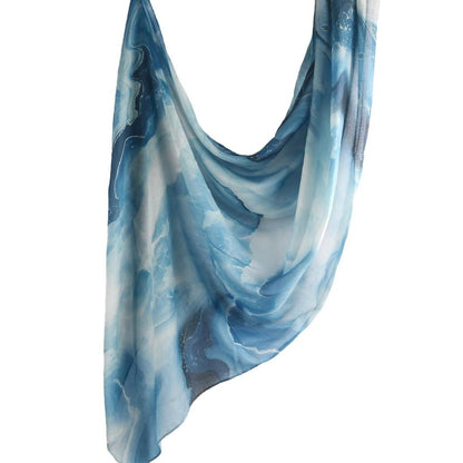 Printed Modal hijab-Ocean Blue