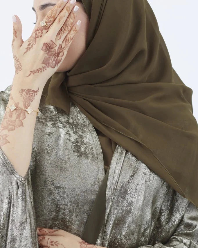 Shimmer Shrug Abaya-Olive