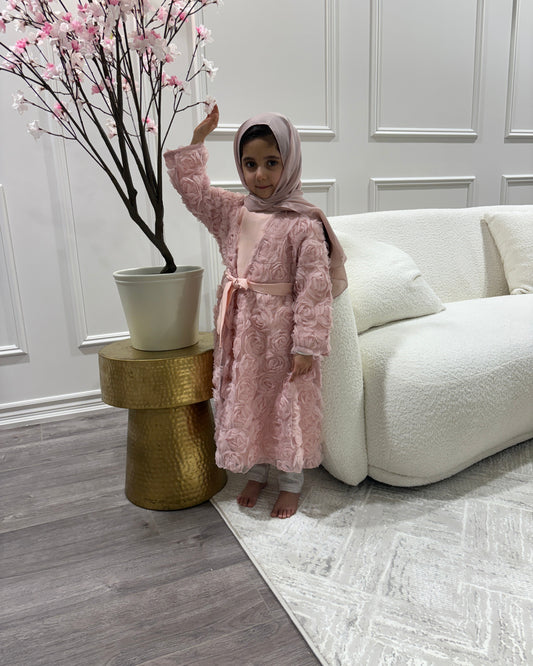 Rose bloom abaya-kid size