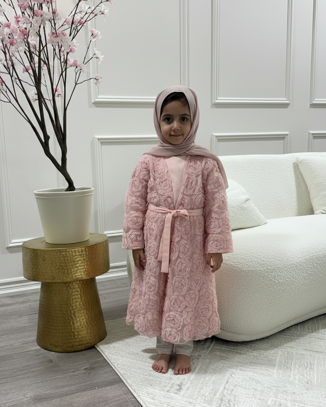 Rose bloom abaya-kid size