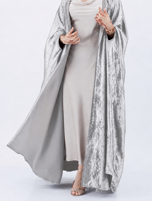 Shimmer Shrug Abaya-Silver