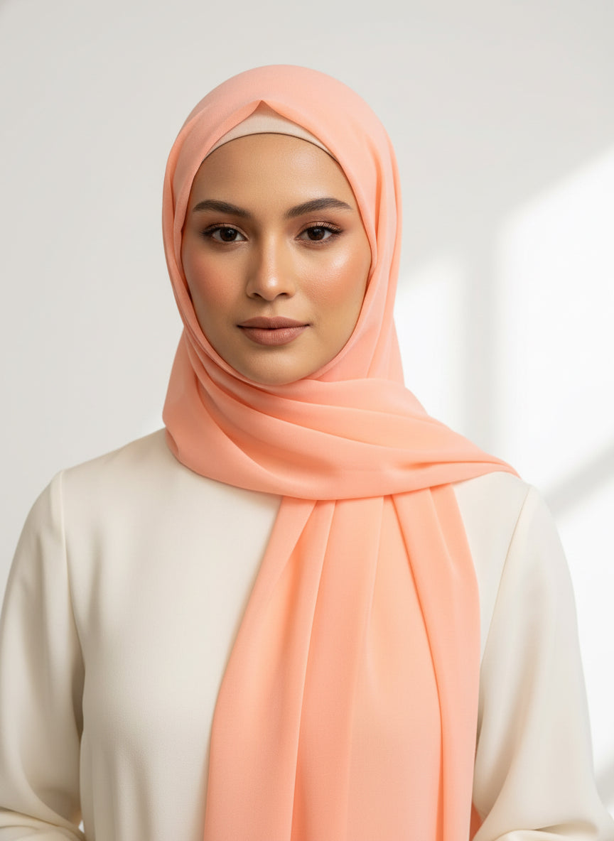 Beautiful Peach Classic Chiffon Hijab