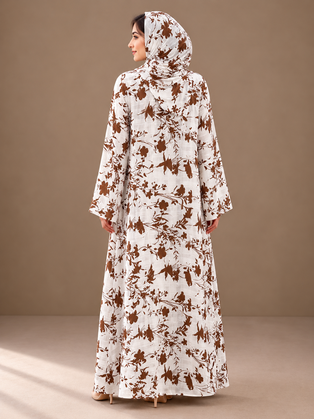 Printed Abaya- Coffee Blossom