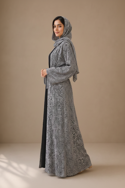 Printed Abaya- Leopard Latte