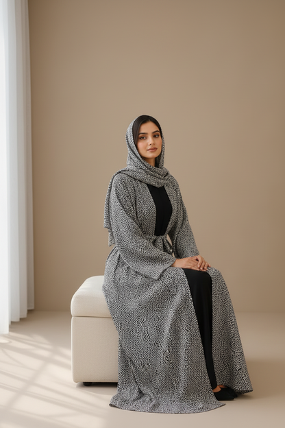 Printed Abaya- Leopard Latte