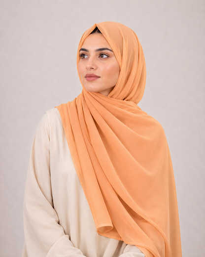 Premium Chiffon Hijab- Peach