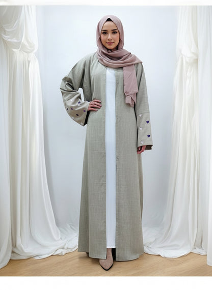 Moon Abaya- Beige with 💜 heart