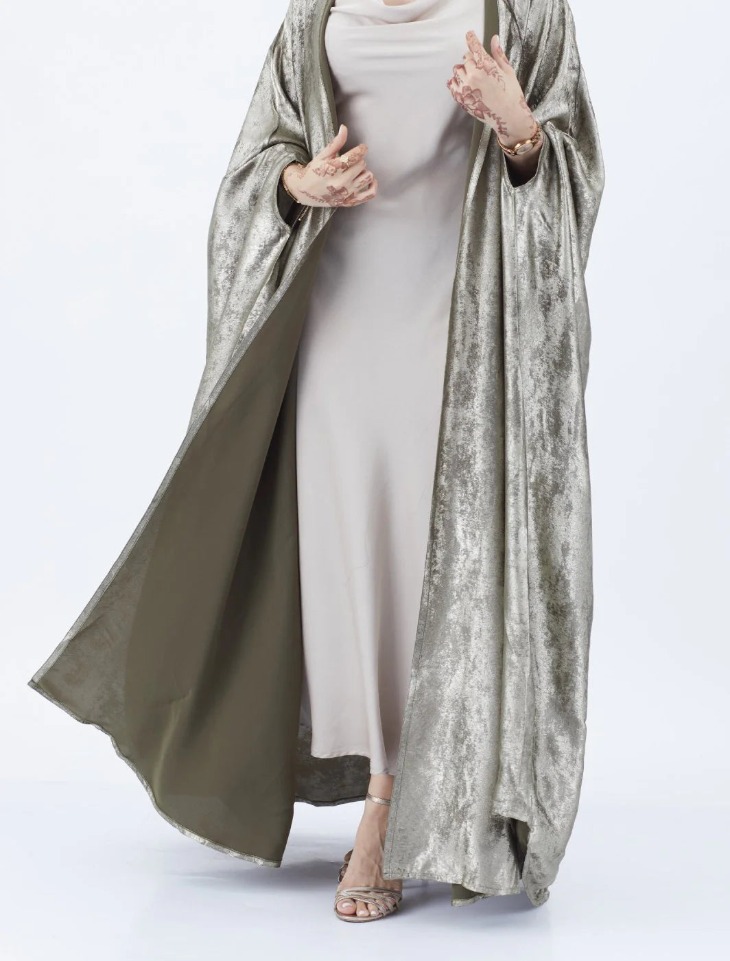 Shimmer Shrug Abaya-Olive